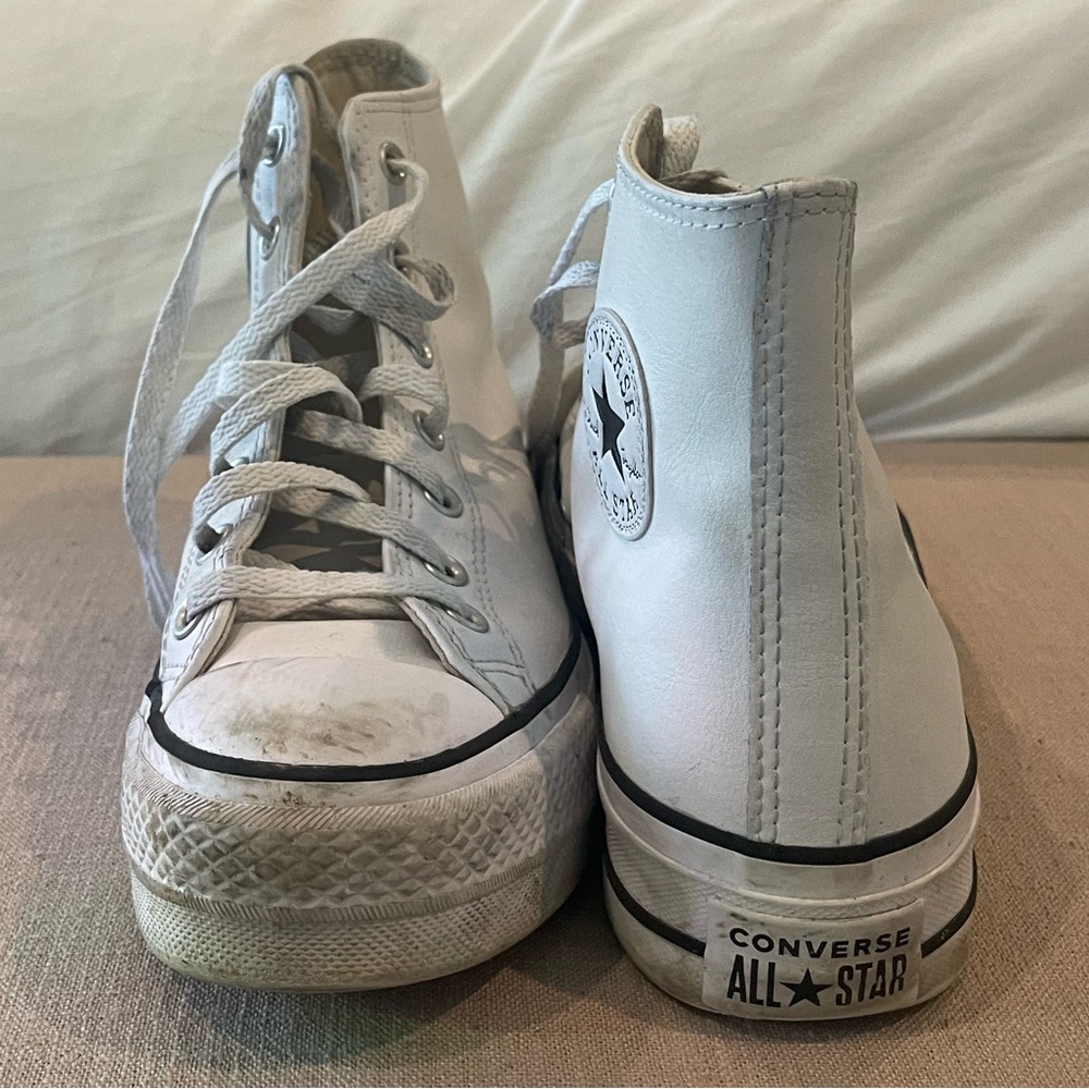 White Platform Converse Size 9